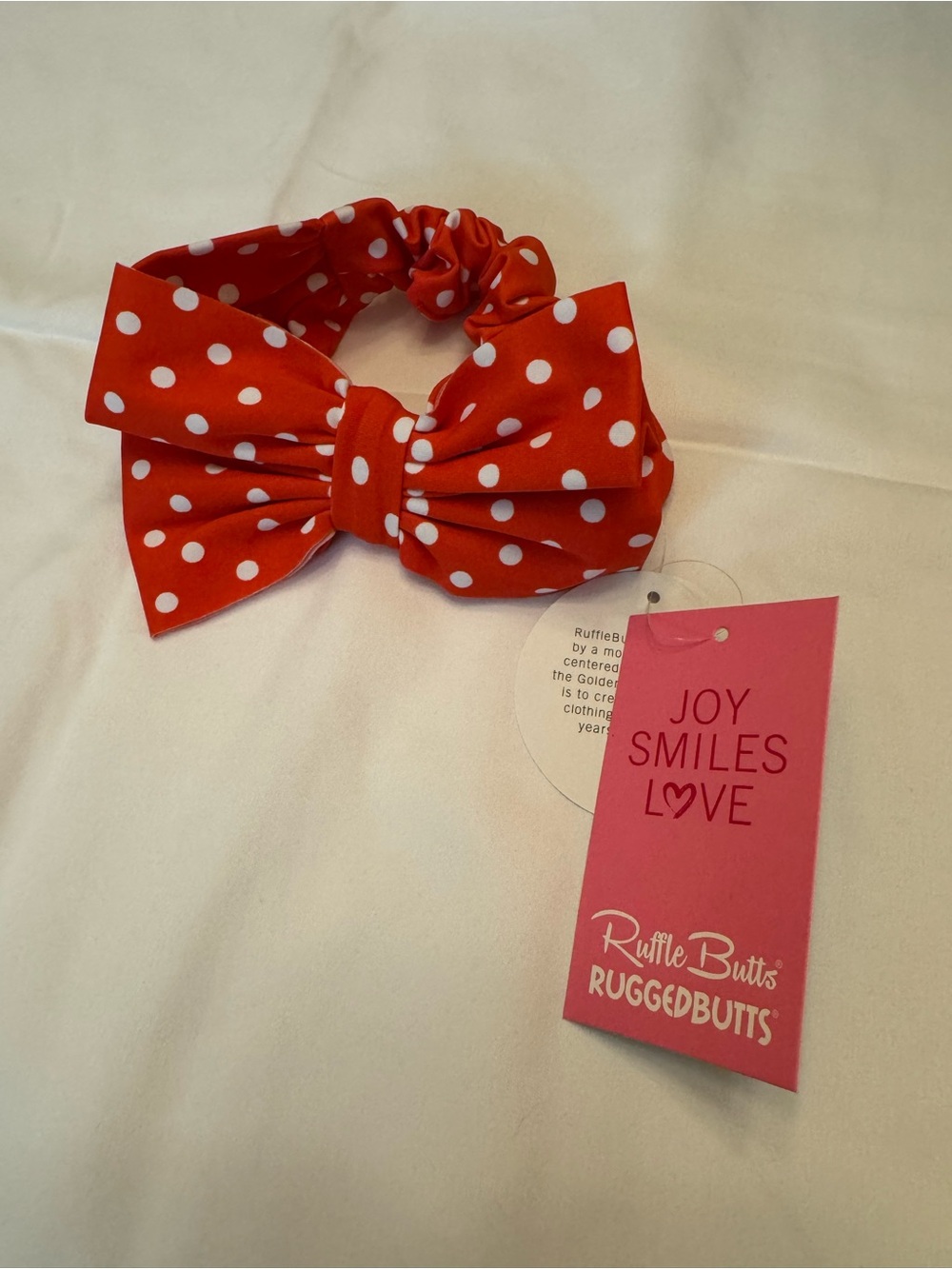 RuffleButts Red Polka Dot Swim Bow Headband